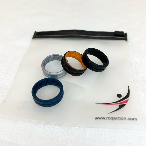 Roqaction Silicone Ring Set - Black, Blue, Silver, Orange - Picture 7 of 12